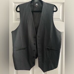 Rock & Republic Mens XXL Suit Vest - Black / Charoal Herringbone 5 Button
